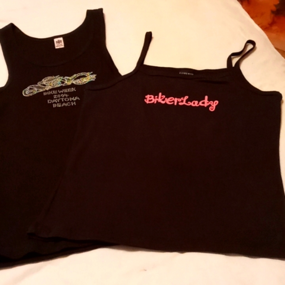 Bundle of 2, NWOT, Super Sexy, Biker, Lady's Tank-Style, Tops, Size Large 🖤🩷
